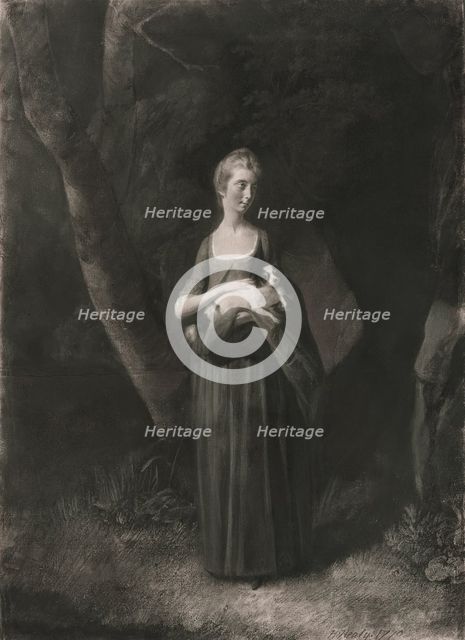 Miss Cunningham Holding Her King Charles Spaniel, 1770. Creator: Robert Healy.