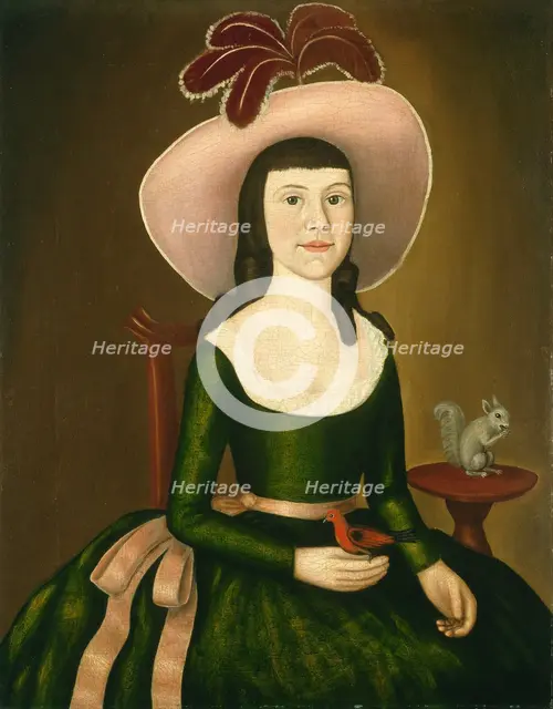 Miss Denison of Stonington, Connecticut (possibly Matilda Denison), c. 1790. Creators: Denison Limner, Joseph Steward.