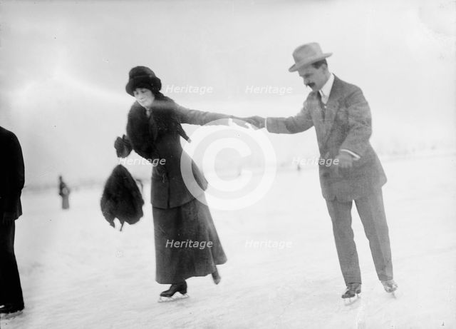 Miss Edith Howard Skating with Henri Martin, of Swiss Legation, 1912. Creator: Harris & Ewing.