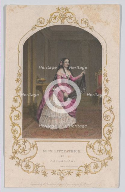 Miss Fitzpatrick as Katharina (Taming of the Shrew), 1851., 1851. Creator: George Greatbach.