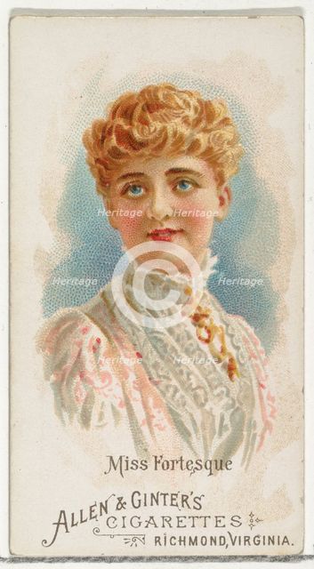 Miss Fortesque, from World's Beauties, Series 1 (N26) for Allen & Ginter Cigarettes, 1888., 1888. Creator: Allen & Ginter.