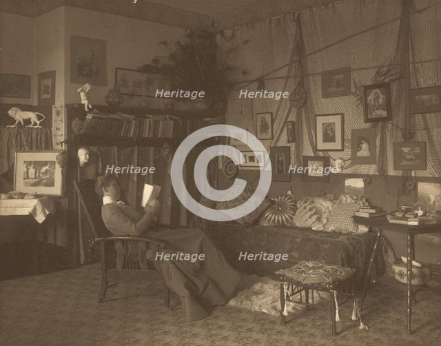 Miss Foster, faculty at Carlisle Indian School, full length, reclining in chair...c1901 - 1903. Creator: Frances Benjamin Johnston.