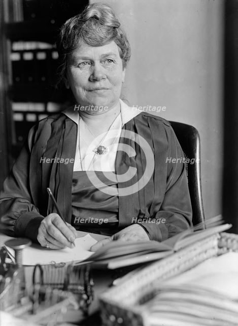Miss Fox at Desk, 1918. Creator: Harris & Ewing.