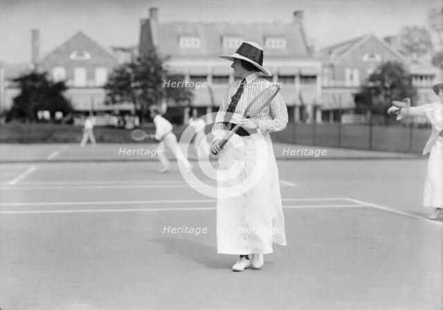 Miss Frances Lippett Playing in Tennis Tournament, 1913. Creator: Harris & Ewing.