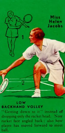 Miss Helen Jacobs - Low Backhand Volley c1935. Creator: Unknown