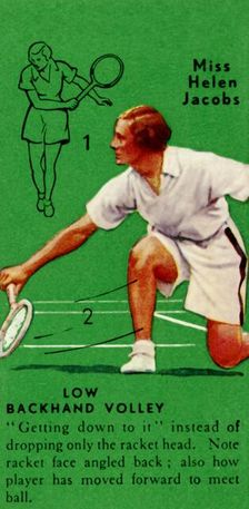 Miss Helen Jacobs - Low Backhand Volley c1935. Creator: Unknown