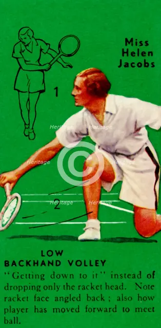 'Miss Helen Jacobs - Low Backhand Volley', c1935. Creator: Unknown.