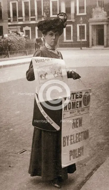 Miss Kelly, a suffragette, selling "Votes for Women", July 1911. Creator: Unknown.