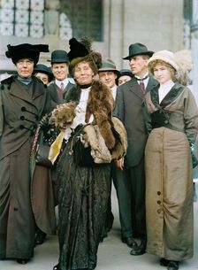 Miss Lucy Burns of C.U.W.S. - Left, with Mrs. Emmeline Pankhurst, 1913. Creator: Harris & Ewing