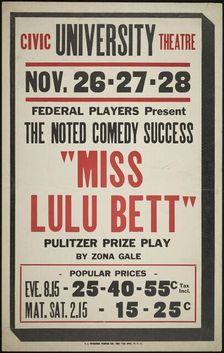 Miss Lulu Bett, Syracuse, NY, 1936. Creator: Unknown
