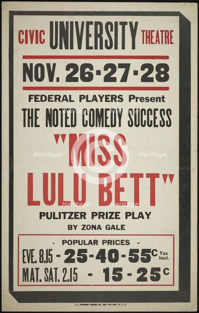 Miss Lulu Bett, Syracuse, NY, 1936. Creator: Unknown.