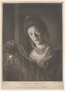 Miss Lydia Hone - "Her beauty hangs on the Cheek of Night, like a rich Jewel ..., November 30, 1771. Creator: John Raphael Smith
