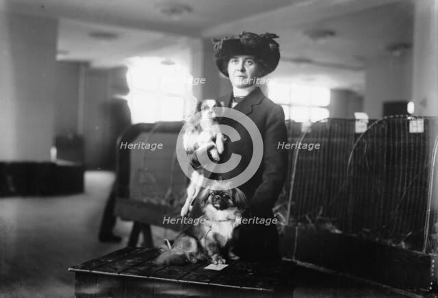 Miss M.A. Stovall with pets, between c1910 and c1915. Creator: Bain News Service.