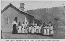 Miss Martha Drummer [at the left] and the Girls School at Quessua, 1922. Creator: Unknown