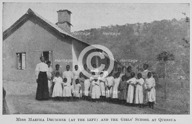 Miss Martha Drummer [at the left] and the Girls' School at Quessua, 1922. Creator: Unknown.