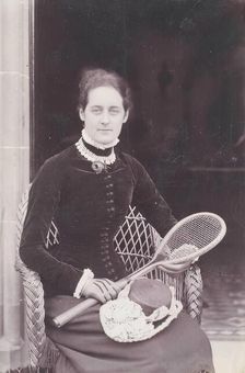 Miss Mary Millais with Tennis Racket, from an album compiled by Sir John Everett Millais. Creator: Unknown