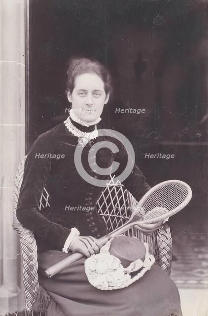 Miss Mary Millais with Tennis Racket, from an album compiled by Sir John Everett Millais. Creator: Unknown.