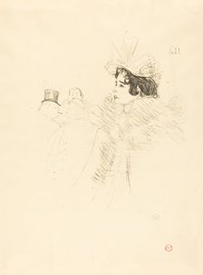 Miss May Belfort in the Irish and American Bar, rue Royale (Miss Belfort Belfort au Irish...), 1895. Creator: Henri de Toulouse-Lautrec