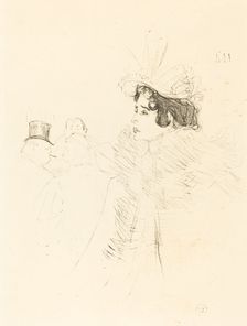 Miss May Belfort in the Irish and American Bar, rue Royale (Miss Belfort Belfort au Irish..., 1895. Creator: Henri de Toulouse-Lautrec