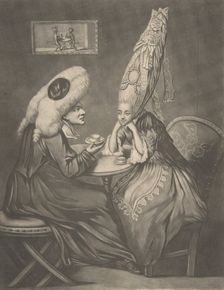 Miss Prattle Consulting Doctor Double Fee about her Pantheon Head Dress, 1772., 1772. Creator: Anon