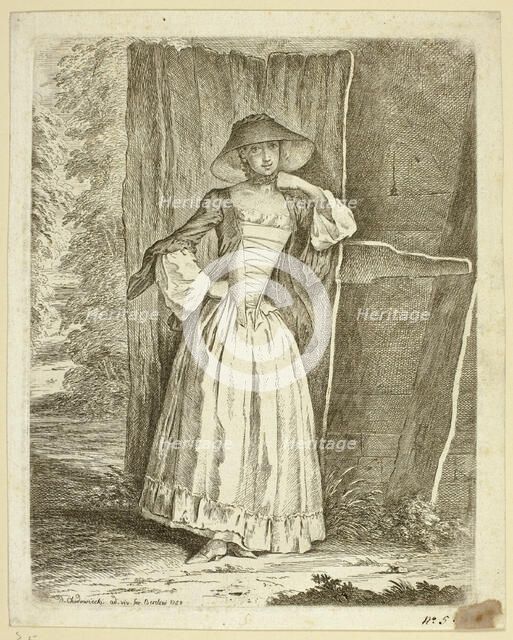 Miss Quantin Standing, 1758. Creator: Daniel Nikolaus Chodowiecki.
