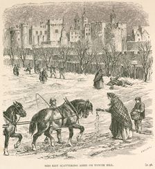 Miss Rist scattering ashes on Tower Hill London, c1840. Artist: J Knight