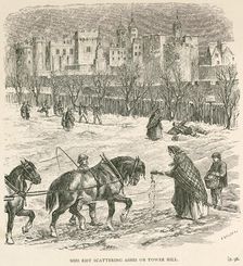 Miss Rist scattering ashes on Tower Hill London, c1840. Artist: J Knight