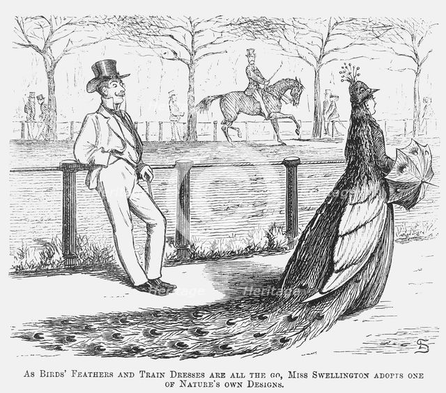 Miss Swellington taking a walk, 1867. Creator: Edward Linley Sambourne.