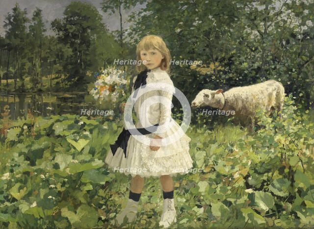 Miss Strobbe in a Park, 1884-1886. Creator: Jean Baptiste Degreef.