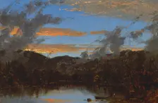 Mist Rising at Sunset in the Catskills, c. 1861. Creator: Sanford Robinson Gifford