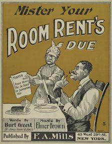 Mister your room rent's due 1898. Creator: Unknown