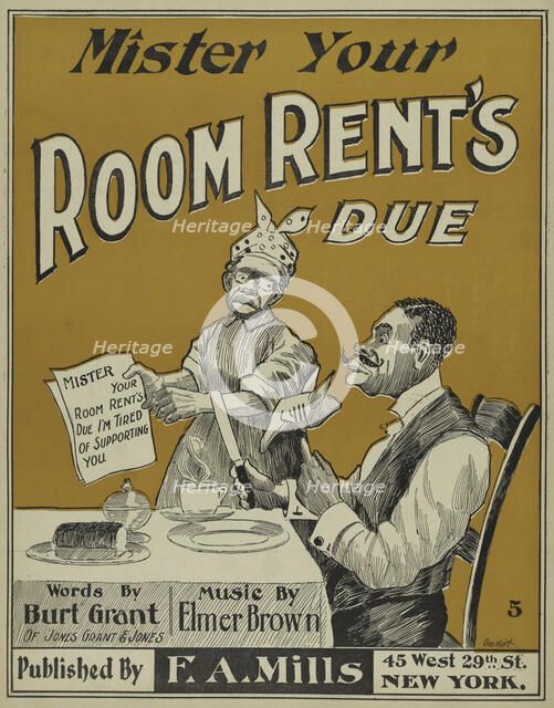 'Mister your room rent's due', 1898. Creator: Unknown.