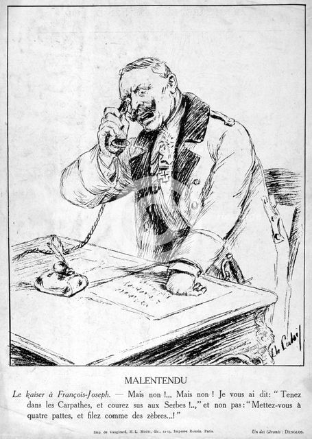 'Misunderstanding', caricatures of Guillaume II of Germany, 1915. Artist: Unknown