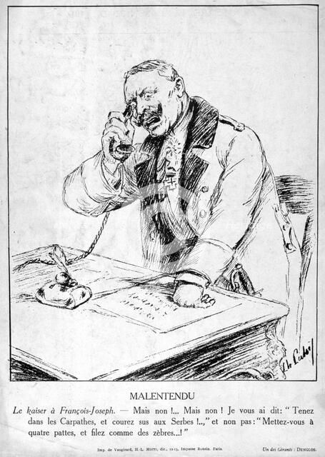 'Misunderstanding', caricatures of Guillaume II of Germany, 1915. Artist: Unknown
