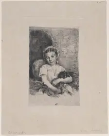 Mlle Chabot, danseuse de l'Opéra, ou Jeune fille au chien, 1888. Creator: Marcellin-Gilbert Desboutin