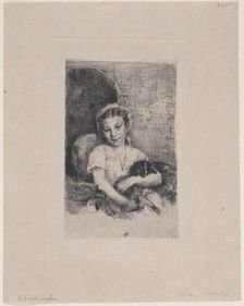 Mlle Chabot, danseuse de l'Opéra, ou Jeune fille au chien, 1888. Creator: Marcellin-Gilbert Desboutin