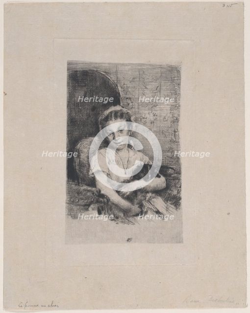 Mlle Chabot, danseuse de l'Opéra, ou Jeune fille au chien, 1888. Creator: Marcellin-Gilbert Desboutin.