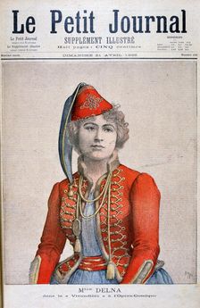 Mlle Delna, portraying a vivandiere in the comic opera, La Vivandiere 1895. Artist: Henri Meyer