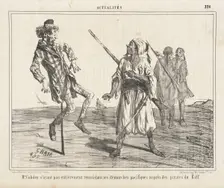 Mr. Cobden n'ayant pas entièrement reussi dans ses démarches pacifiques auprès des pirates..., 1856. Creator: Cham