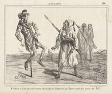 Mr. Cobden n'ayant pas entièrement reussi dans ses démarches pacifiques auprès des pirates..., 1856. Creator: Cham