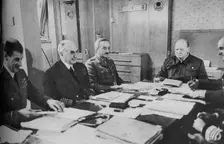 Mr Churchill at a conference on board ship 1943-1944