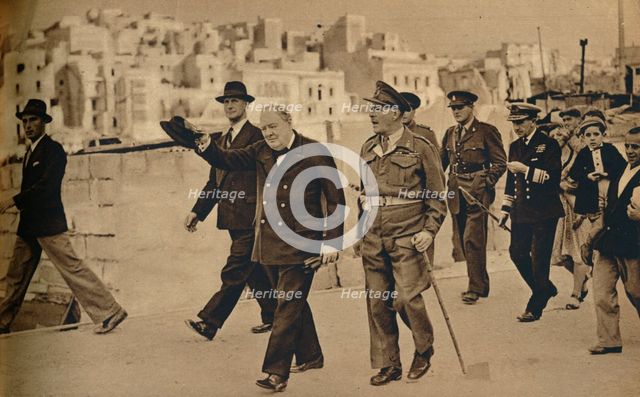 'Mr. Churchill called at Malta, where he is seen with Field-Marshal Lord Gort', 1943-1944. Artist: Unknown.
