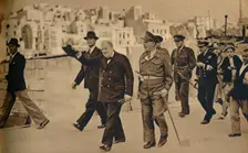 Mr. Churchill called at Malta, where he is seen with Field-Marshal Lord Gort 1943-1944