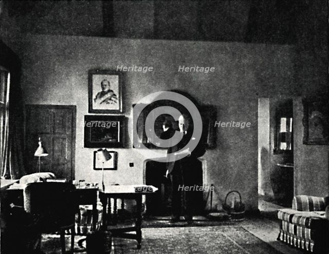 'Mr. Churchill in His Study at Westerham', 1930s, (1945). Creator: Unknown.