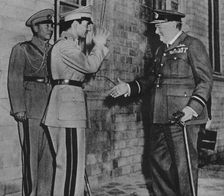 Mr. Churchill is greeted by the Shah of Persia 1943