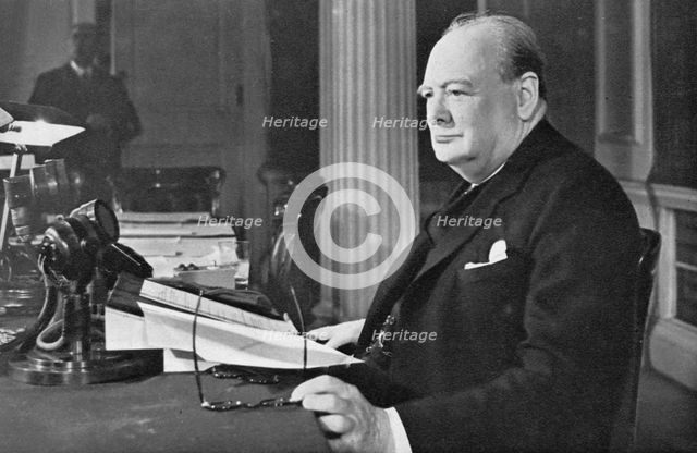 'Mr. Churchill's V.E. Day Broadcast', 1945 (1955). Artist: Unknown.