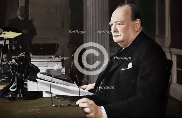 'Mr. Churchill's V.E. Day Broadcast', 1945 (1955). Artist: Unknown.