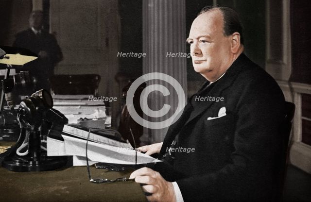 'Mr. Churchill's V.E. Day Broadcast', 1945 (1955). Artist: Unknown.