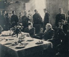 Mr. Churchill with the R.A.F." - 615 Fighter Squadron, 1940s, (1945). Creator: Unknown