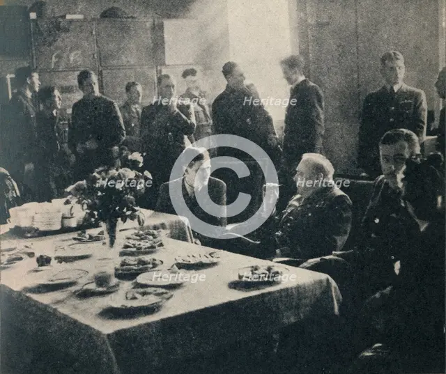 'Mr. Churchill with the R.A.F." - 615 Fighter Squadron, 1940s, (1945).  Creator: Unknown.